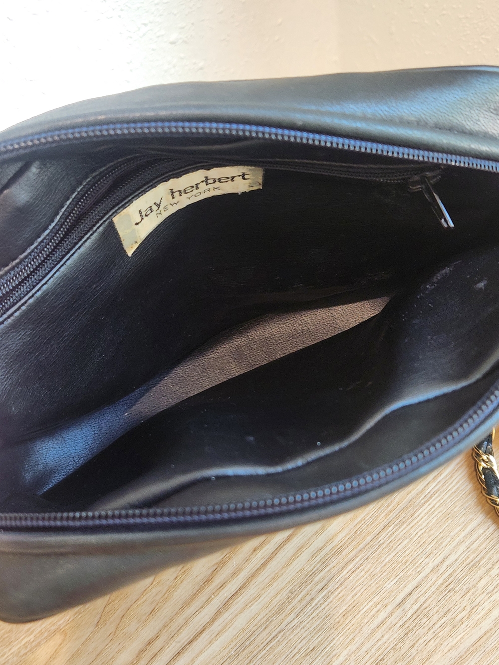 Vintage Jay Herbert Quilted Black Leather Crossbody Bag Gold Chain and Tassel - Picture 7 of 7